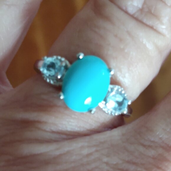 Jtv Jewelry - Sleeping beauty turquoise ring/w blue topaz, size 6